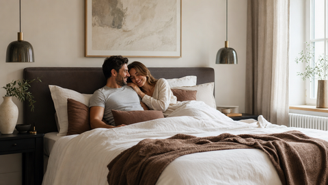 Paar im Doppelbett – 160 oder 180 bett für 2 personen im Schweizer Schlafzimmer im Vergleich