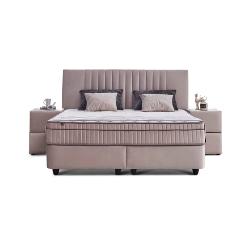 Clara Samt Braun-Beige Boxspringbett Freisteller