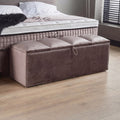 Gepolsterte Bettbank mit Stauraum zum Phantom Boxspringbett, Webstoff Beige passend zur Matratze