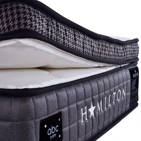 Hamilton Boxspringbett – Webstoff Grau · mit Bettkasten · inkl. Matratze & Topper