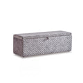Babylon Aufbewahrungstruhe in Samt Grau mit gestepptem Velours-Bezug und Stauraum passend zum Boxspringbett