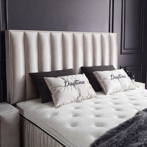 Daytona Boxspringbett – Samt Beige · mit Bettkasten · inkl. Matratze & Topper