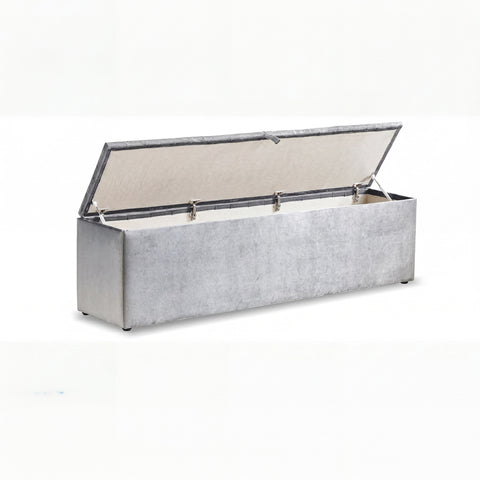Oscar Boxspringbett – Samt Creme · mit Bettkasten · inkl. Matratze & Topper