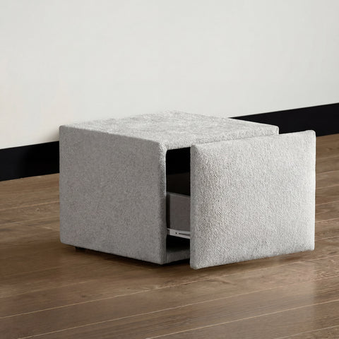 Claudi Boxspringbett – Bouclé Creme · mit Bettkasten · inkl. Matratze & Topper