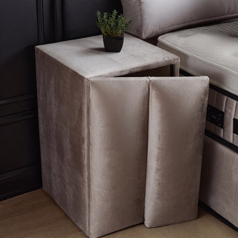 Daytona Boxspringbett – Samt Beige · mit Bettkasten · inkl. Matratze & Topper