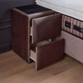 Nachttisch mit zwei Schubladen im Webstoff Beige, praktischer Stauraum passend zum Phantom Boxspringbett