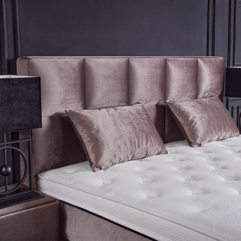 Phantom Boxspringbett – Webstoff Beige · mit Bettkasten · inkl. Matratze & Topper